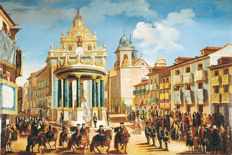 Llegada de Carlos III a Madrid (1759), óleo de Lorenzo de Quirós.